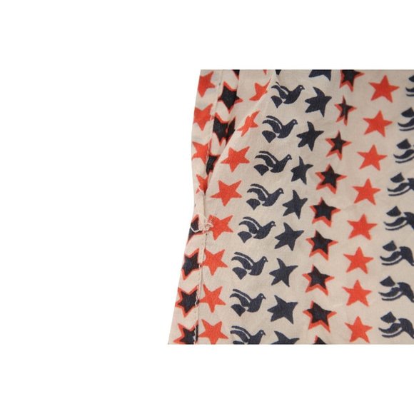 Isabell Marant Etoile Star Bird Print Mel Shorts Size 38 Cream Red Silk - Picture 8 of 11